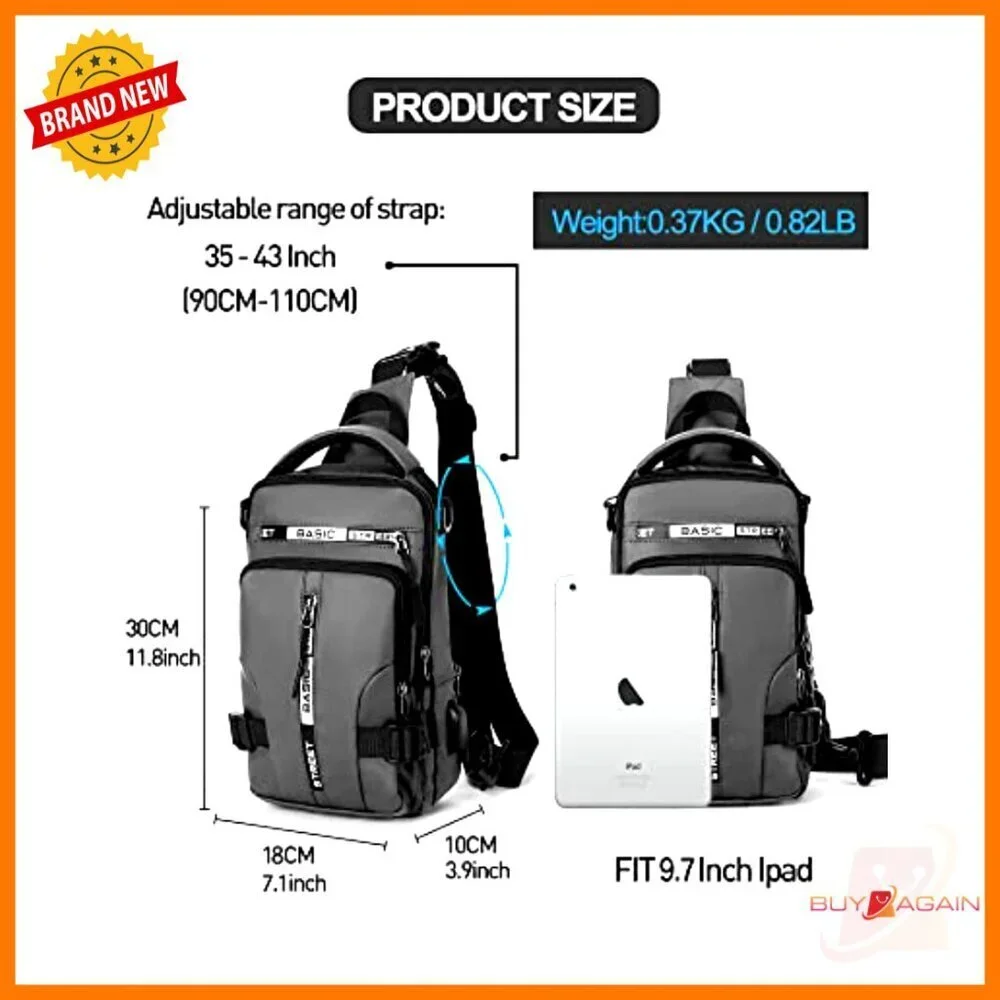 Mini Anti-Theft Sling Backpack with USB Port for Hiking Travel Cycling